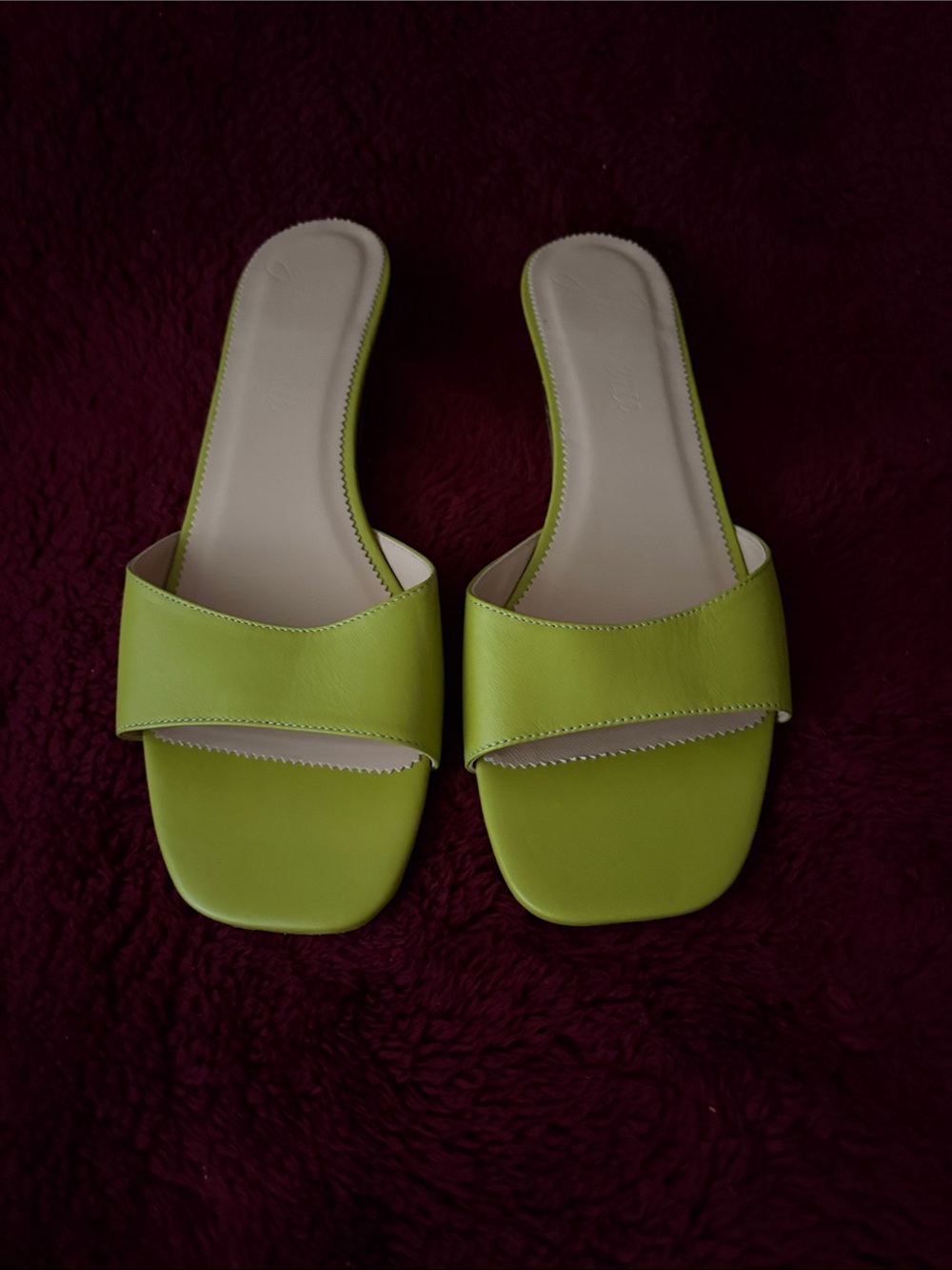 J. Crew Lime Green Slide Mules